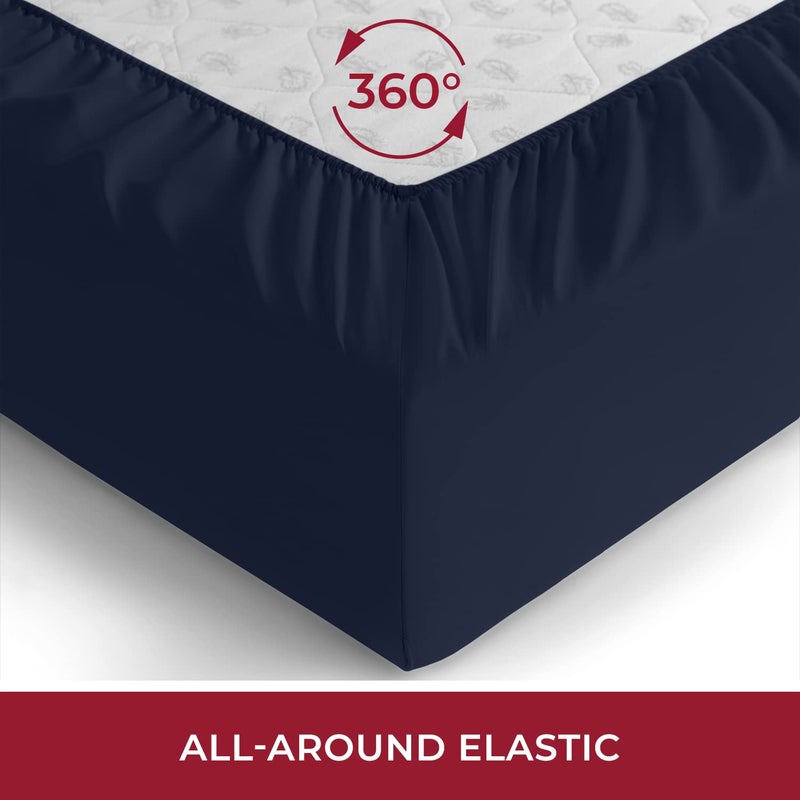 Mellanni California King Fitted Sheet - Iconic Collection Bedding Sheets with up to 16 inch Deep Pocket - Soft & Cooling - Fade & Stain Resistant - 1 PC (Cal King  Navy Blue) - Image 4